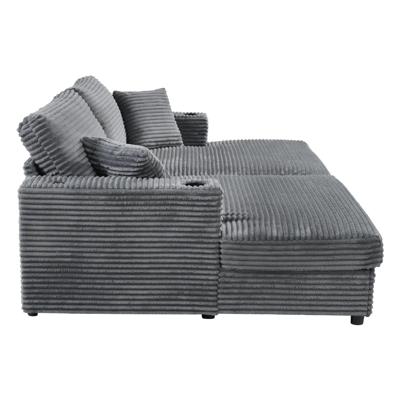 Oversized Loveseat Chaise With 2 USB Ports, 2 Cup Holders And 2 Throw Pillows by HouseOfZazla