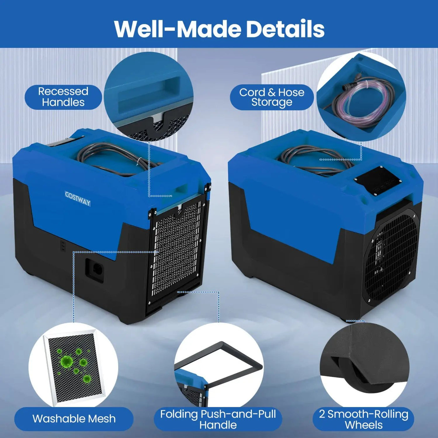 140 Pints Commercial Dehumidifier with Pump and Drain Hose by DirectDeals