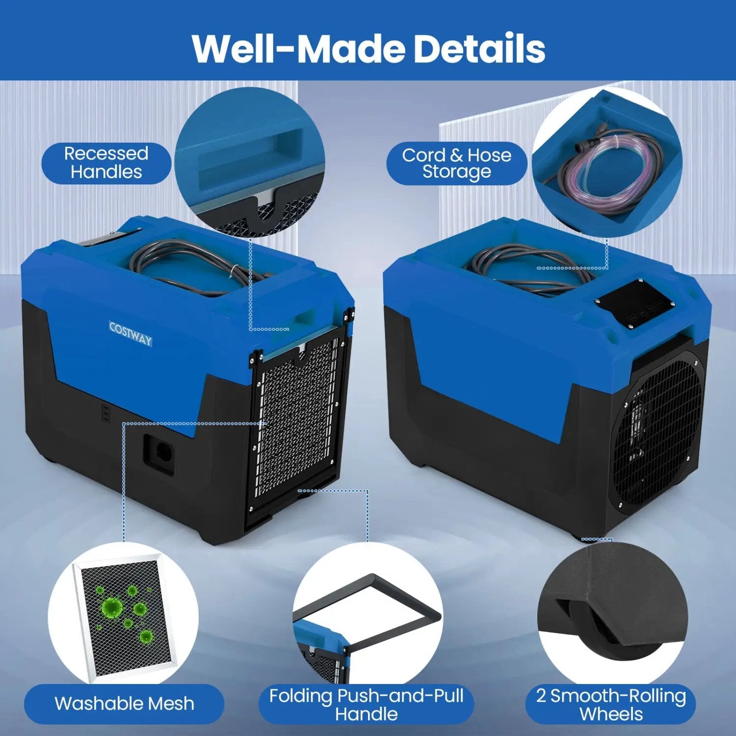 140 Pints Commercial Dehumidifier with Pump and Drain Hose by DirectDeals