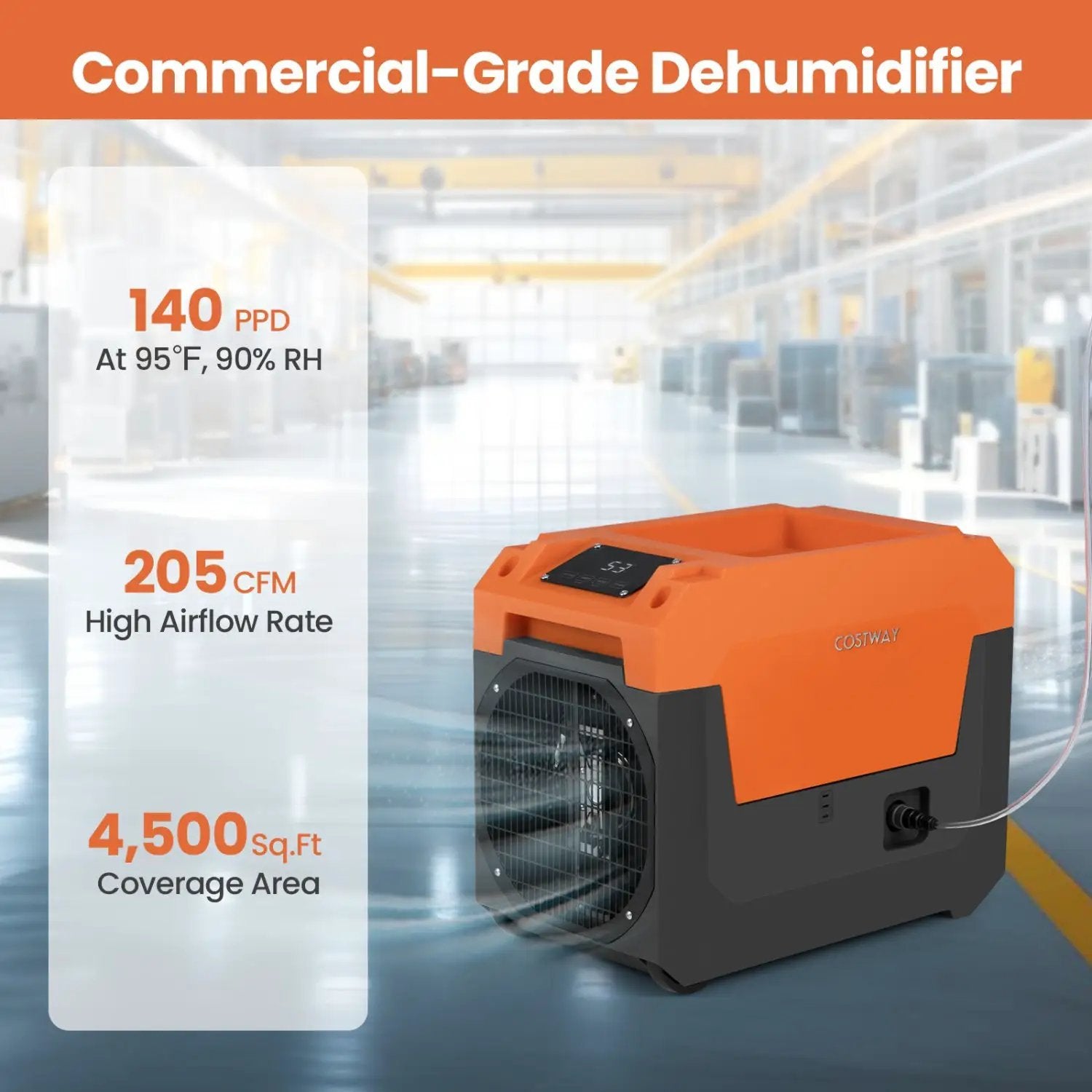 140 Pints Commercial Dehumidifier with Pump and Drain Hose by DirectDeals