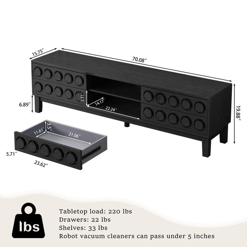 Media Console With 4 Drawers And Cable Management by Unique Piece Furniture