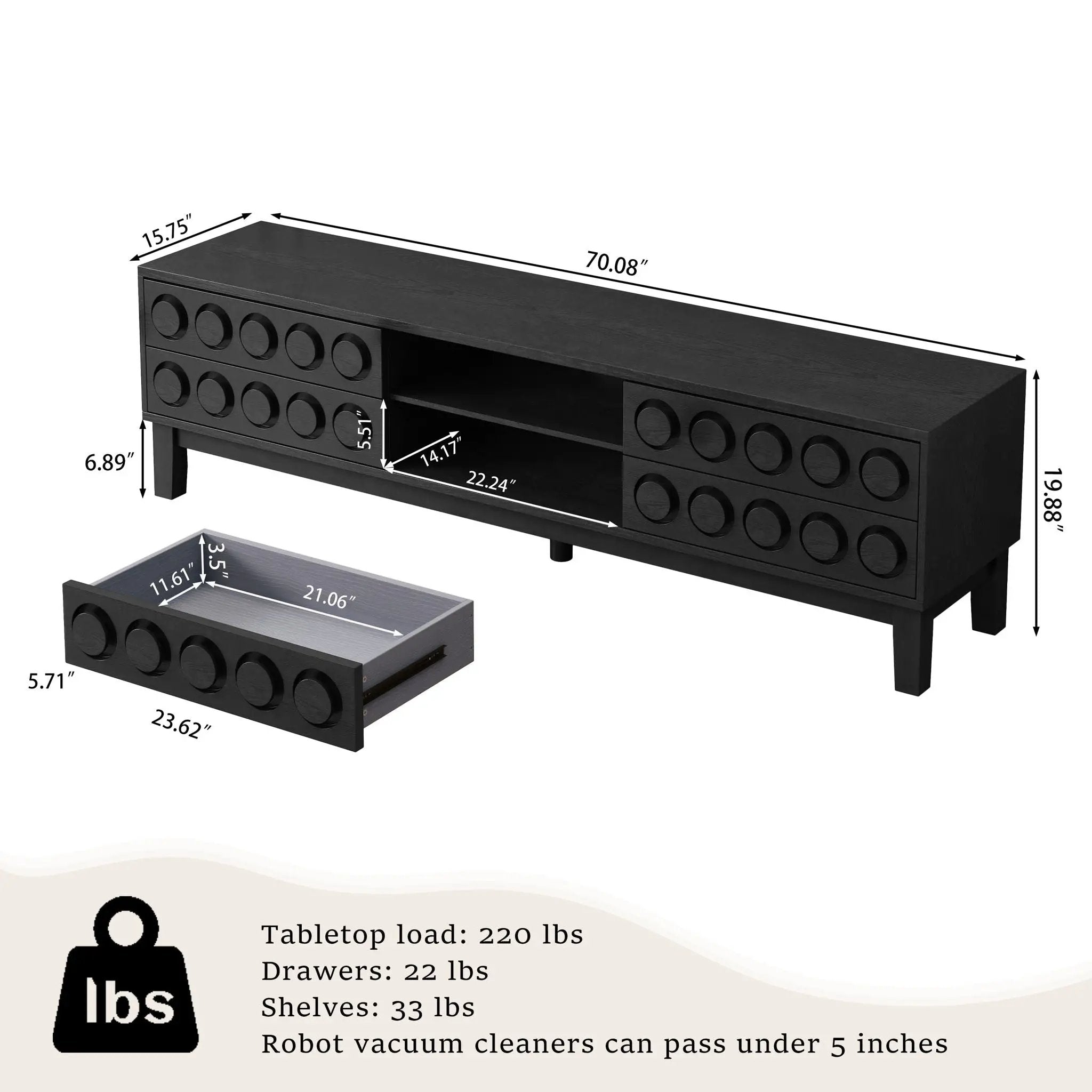 Media Console With 4 Drawers And Cable Management by HouseOfZazla