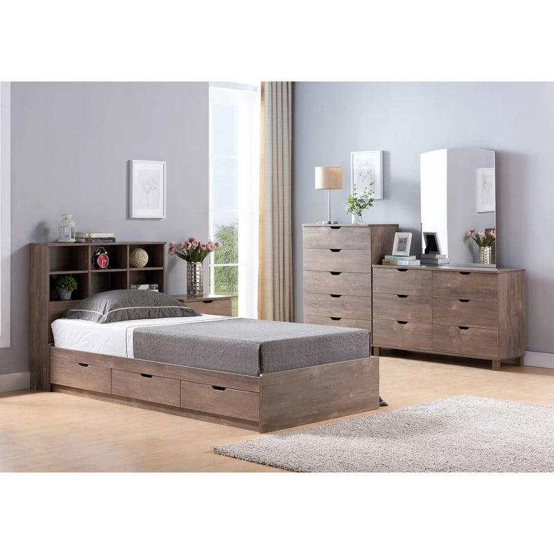 Bookcase Headboard 6 Shelves 3 Shelves Adjustable Top Panel Rounded Corners by HouseOfZazla