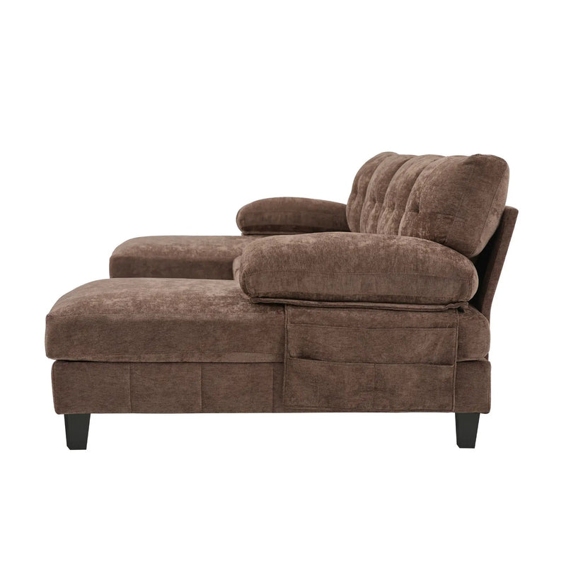 U-Shaped Sectional Sofa 103.5" Fabric Couch With Dual Chaise Lounges, Storage Pockets, Armrest Pillows by HouseOfZazla