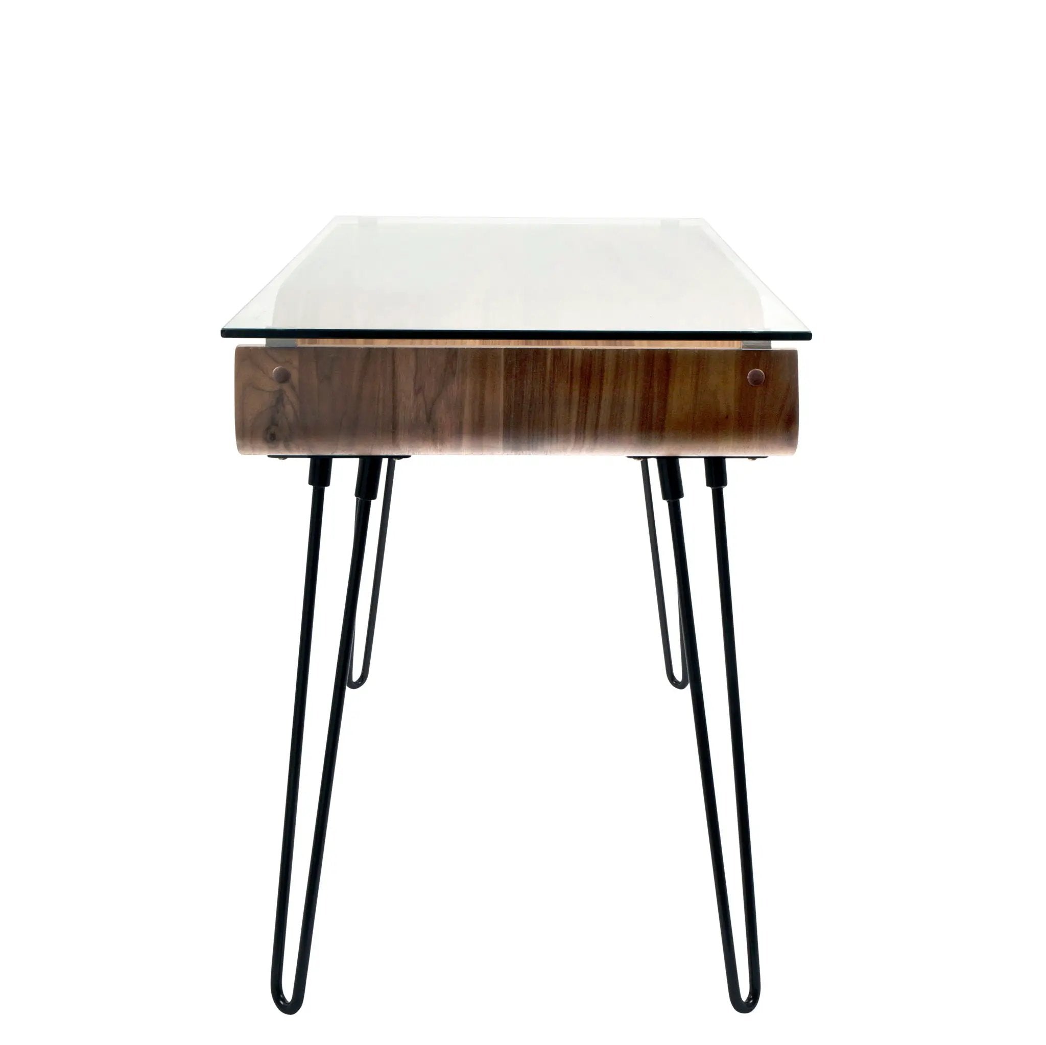 Avery - Mid-Century Modern Desk - Walnut / Clear / Black by HouseOfZazla