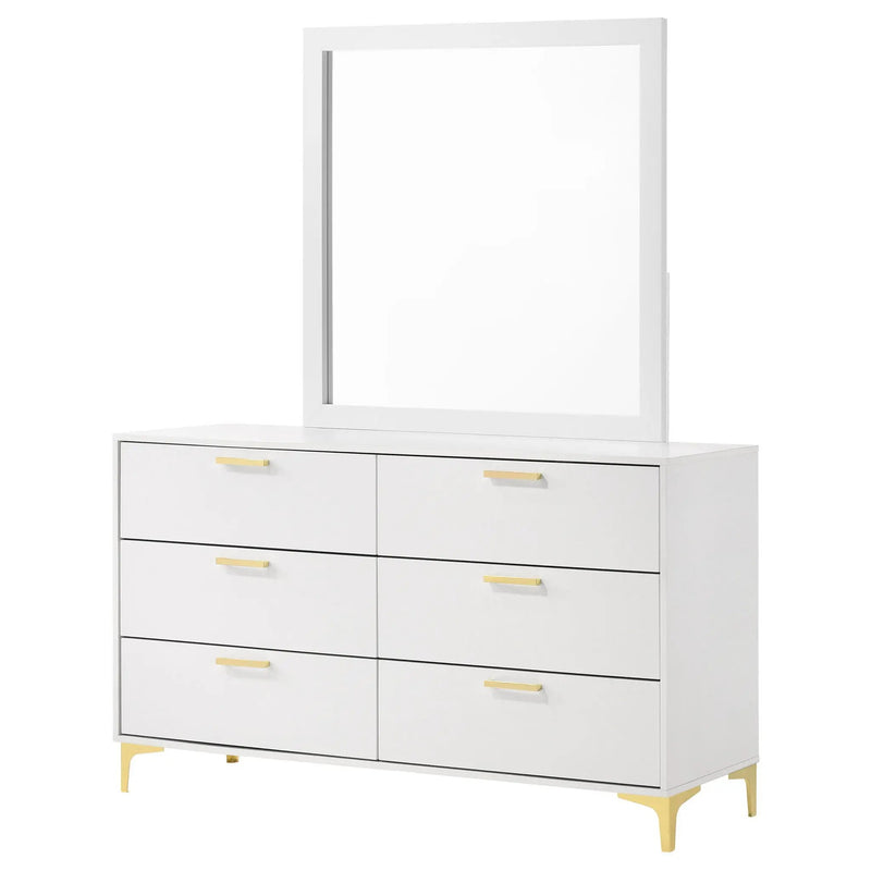 Kendall 6-drawer Dresser with Mirror White by Unique Piece Furniture