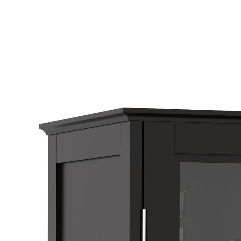 Minimalist Buffet Cabinet With Double Glass Doors And Drawer