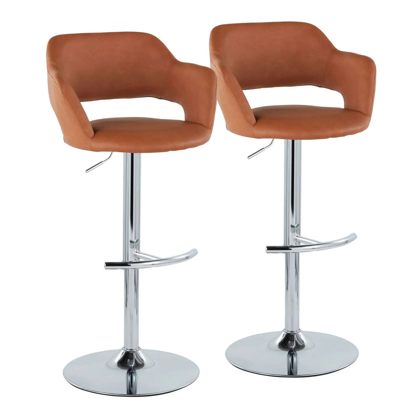 Margarite - Contemporary Ajustable Barstool With Swivel With Rounded T Footrest (Set of 2) by HouseOfZazla