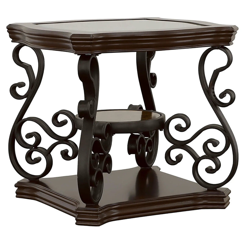 Laney 1-shelf Glass Top Rectangular End Table Deep Merlot by Unique Piece Furniture