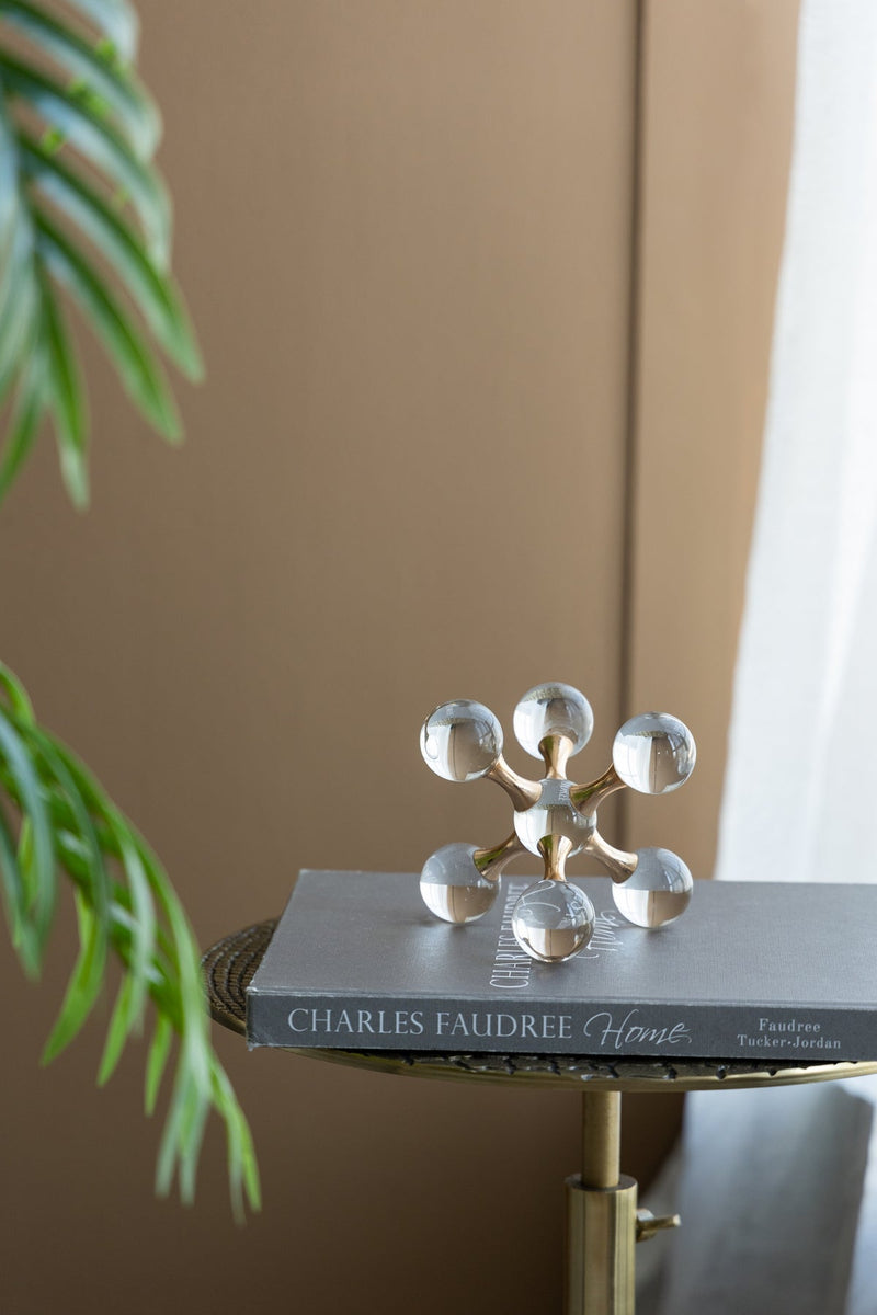 7.9" x 7.9" x 7.9" Clear and Gold Decorative Sculpture by HouseOfZazla