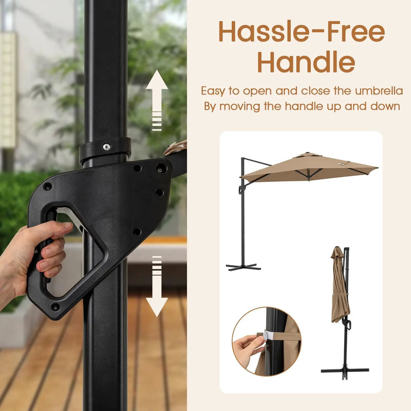 9 FT Cantilever Patio Umbrella with Vented Top and Sun-Protective Canopy by DirectDeals