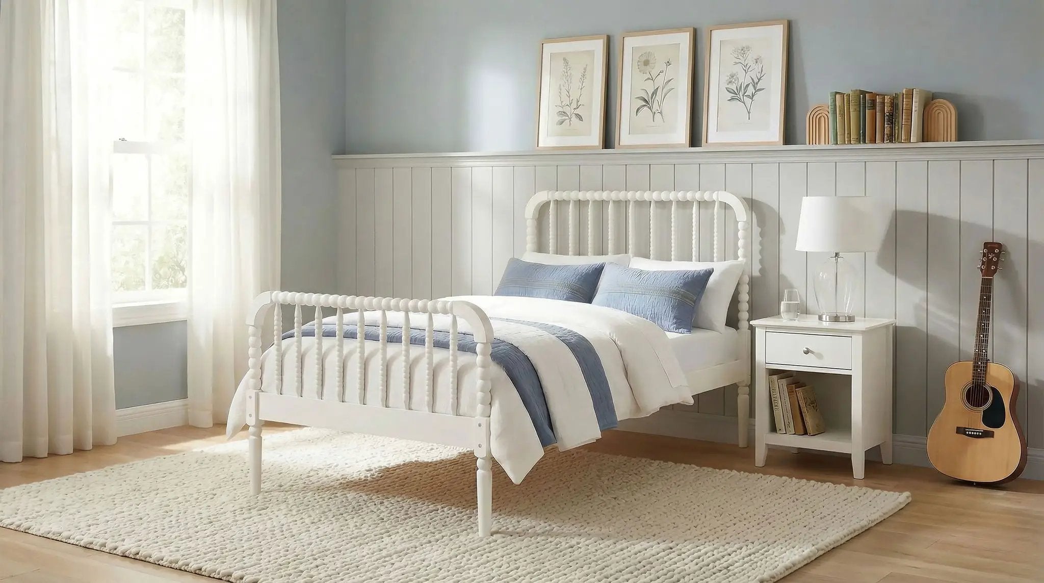 Jones Wood Twin Open Frame Bed White by Unique Piece Furniture