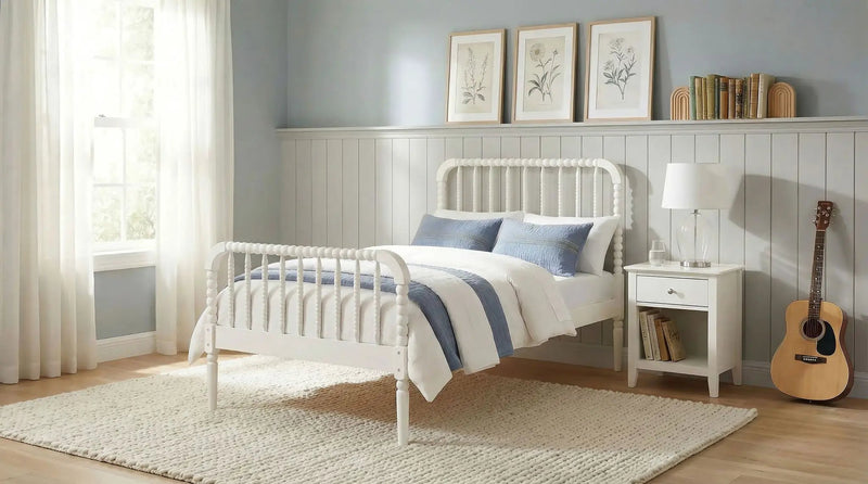 Jones Wood Twin Open Frame Bed White by Unique Piece Furniture