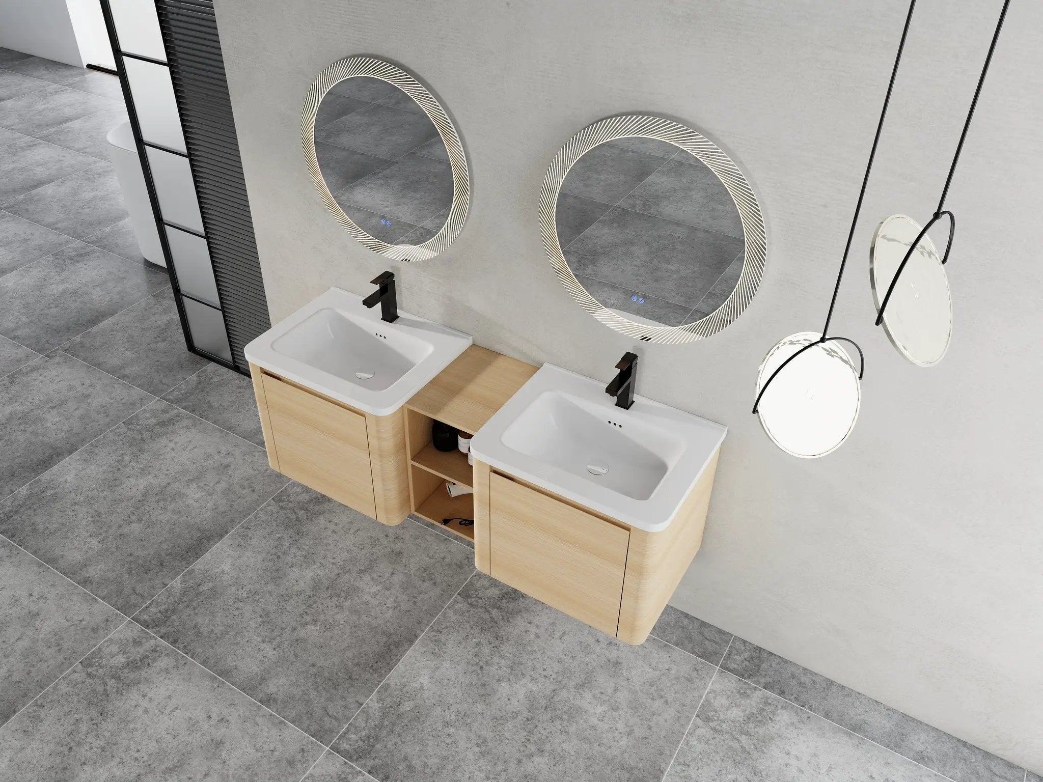 60'' Wall-Mounted Bathroom Vanity with Storage by HouseOfZazla
