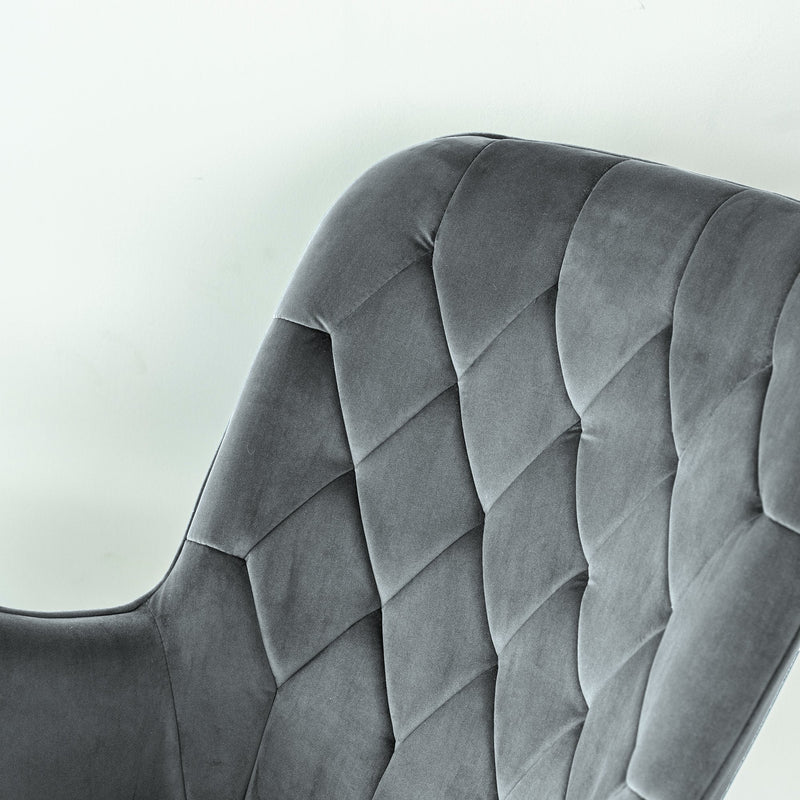 Mid Century Modern Rocking Chair with Velvet Upholstery - Dark Grey, photo 9 of 10