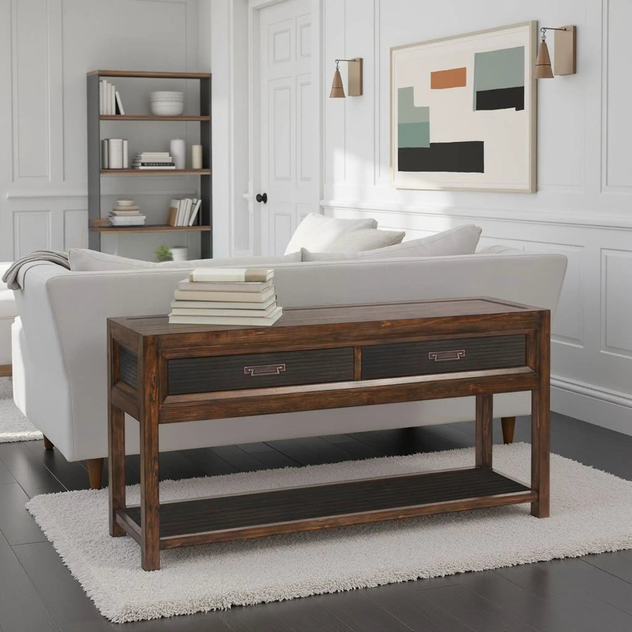 2 Drawer Sofa Table, 2 Tone - Brown by Unique Piece Furniture