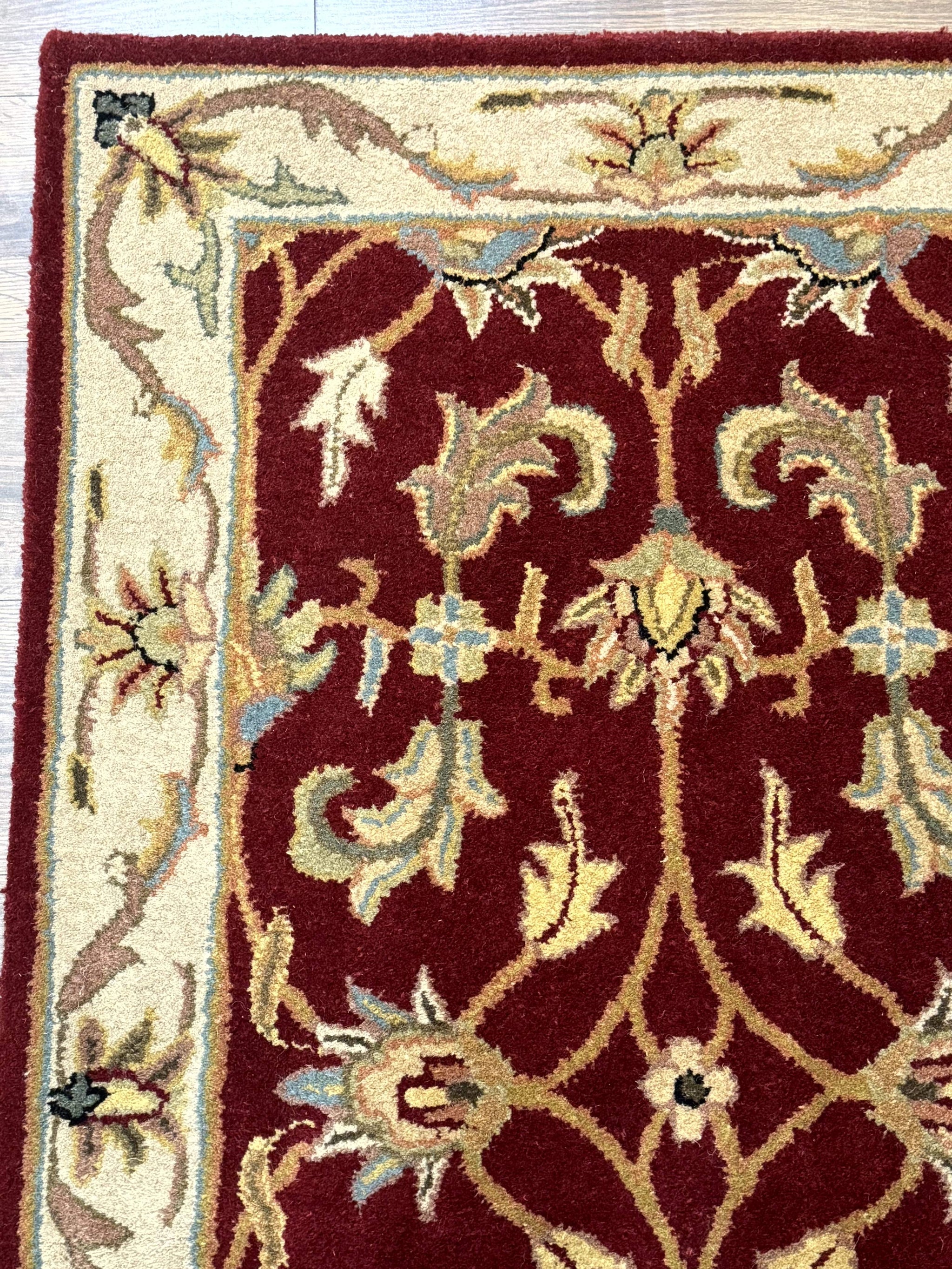 Small Floral Wool Rug 3x5, Safavieh Heritage Collection, Dark Red, Pair A by Jewel Rugs