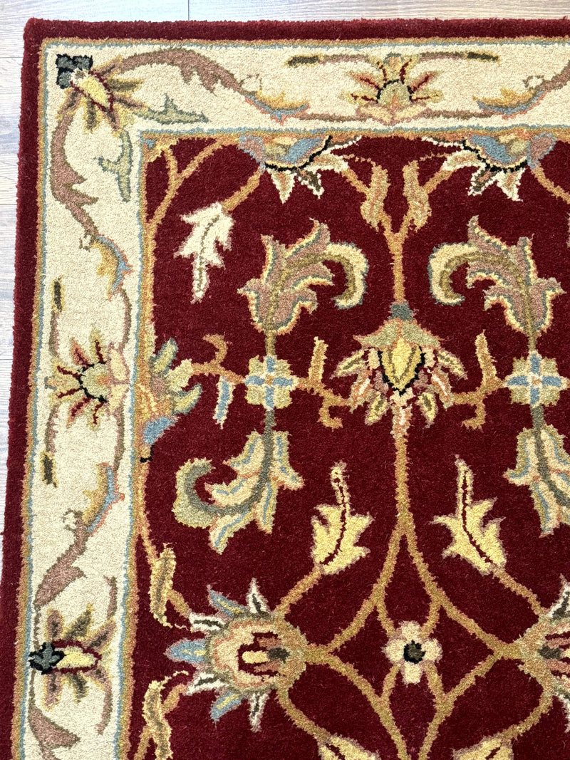 Small Floral Wool Rug 3x5, Safavieh Heritage Collection, Dark Red, Pair A by Jewel Rugs