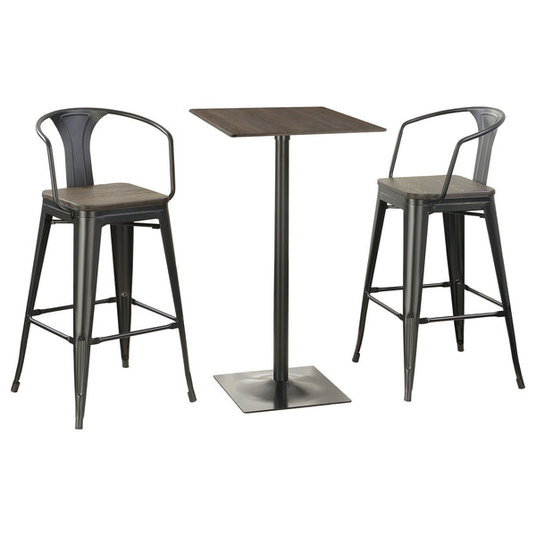 Staccato - 3 Piece Square Bar Table Set - Dark Brown