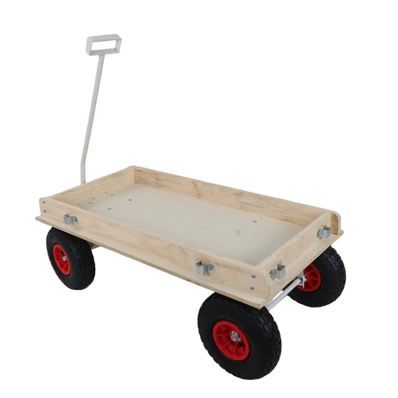 Red Wooden Wagon Cart with Folding Handle by HouseOfZazla