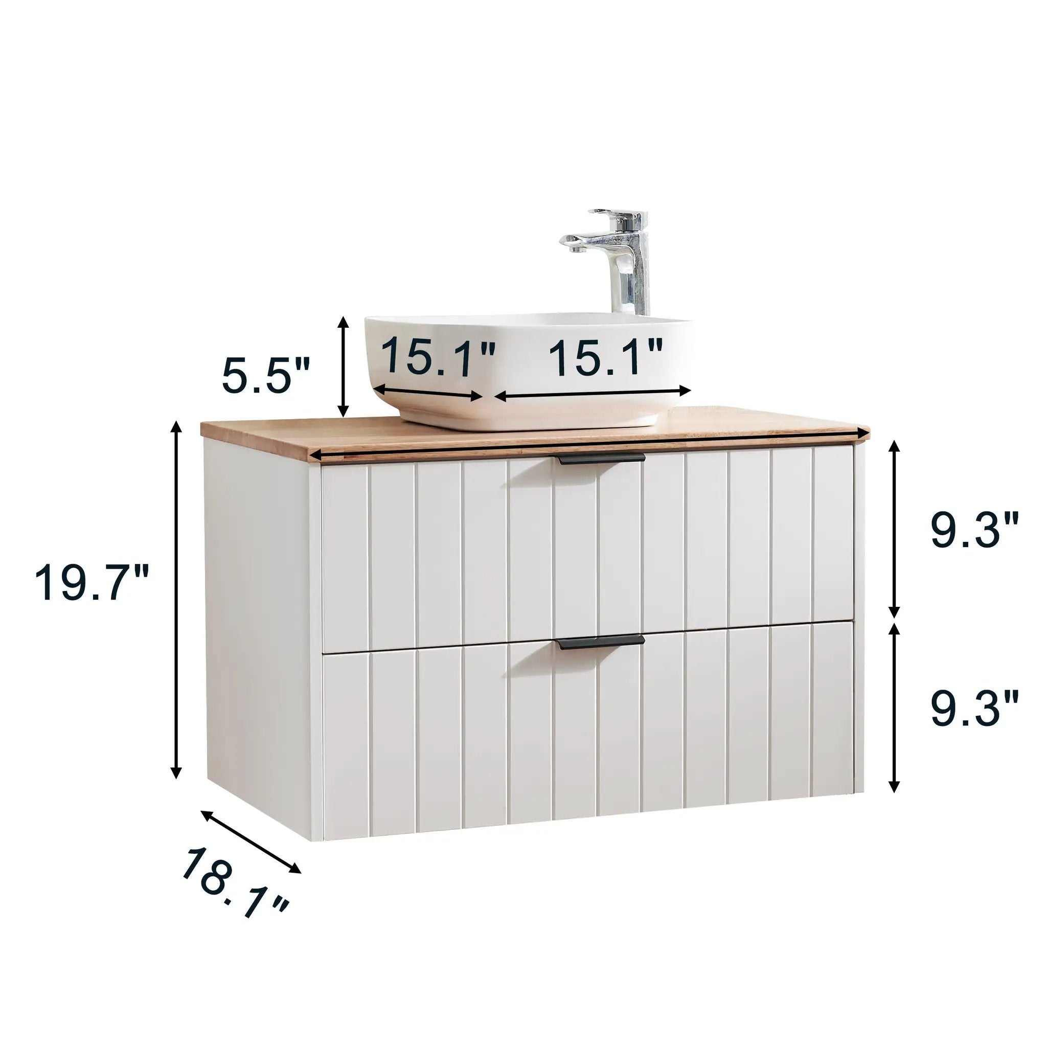 32-Inch Double Drawer Wall-Mounted Bathroom Vanity by HouseOfZazla