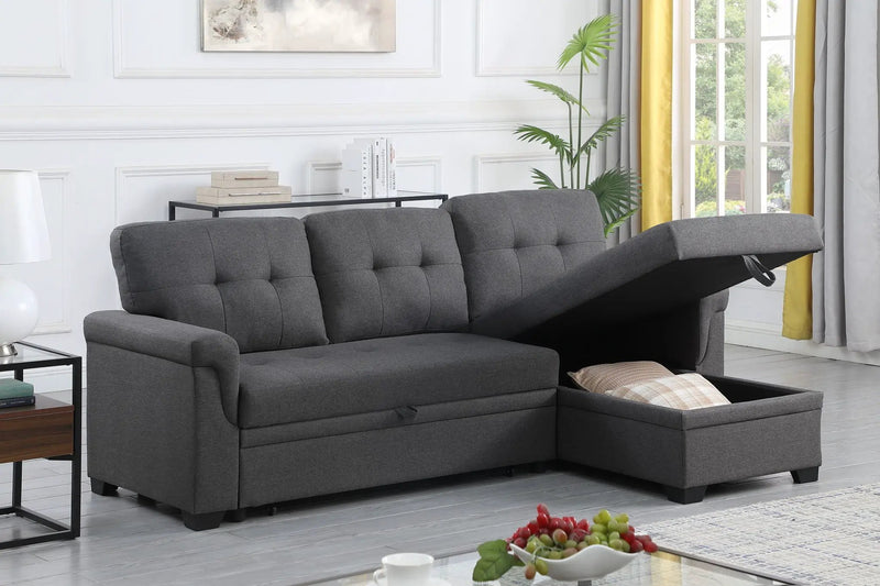 Lucca - Reversible Sleeper Sectional Sofa With Storage Chaise by HouseOfZazla
