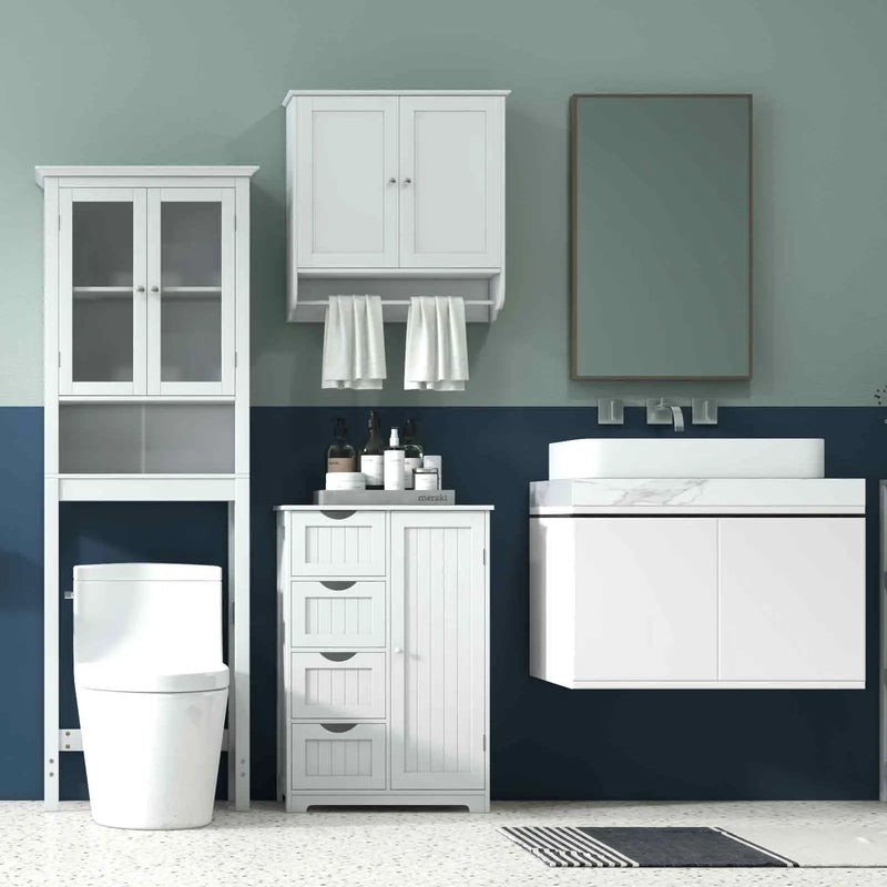 Laundry Room Bundle: Wooden Cabinet Wall-Mounted Bathroom Storage Clothe Dryer Laundry Basket by DirectDeals