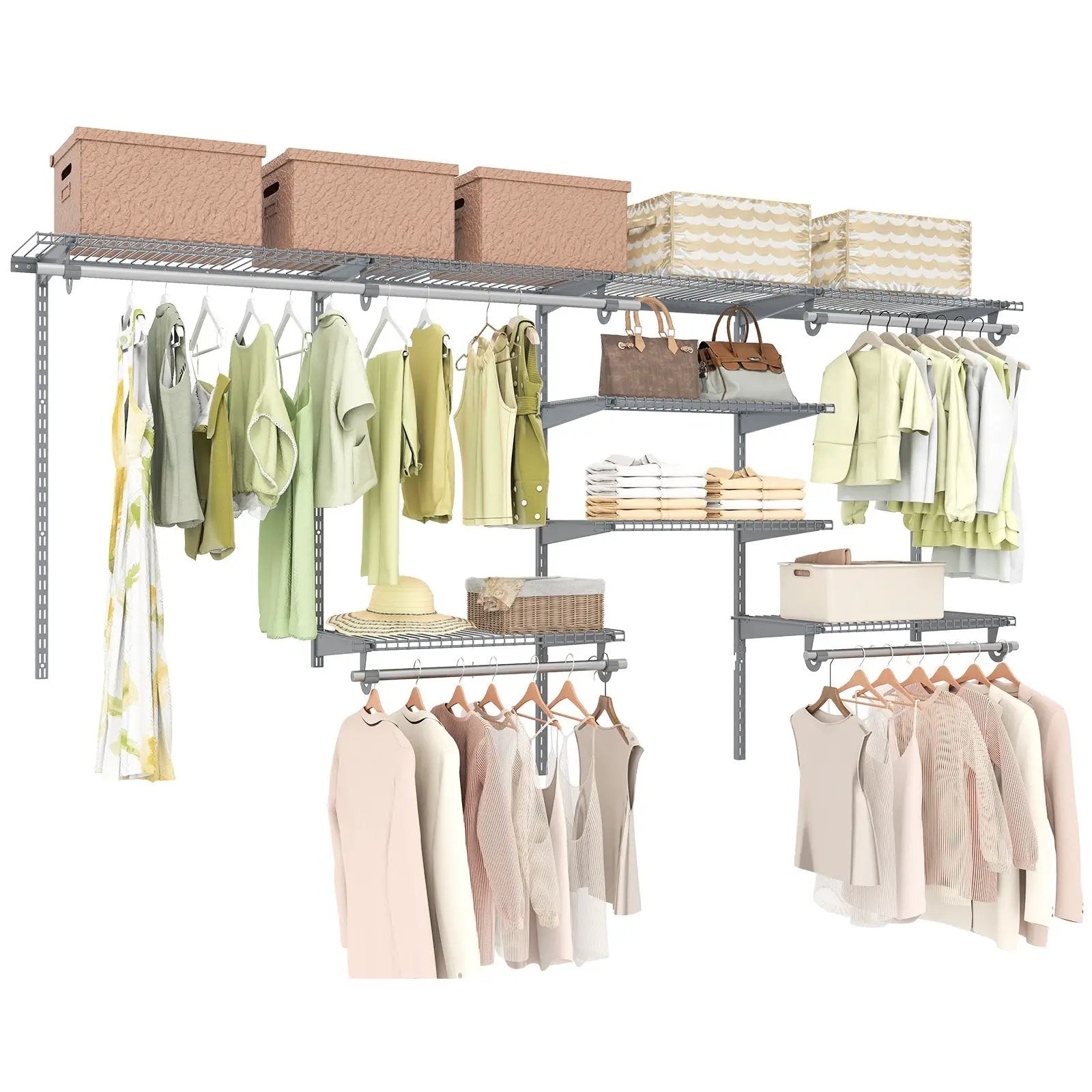 4-8 Feet Closet Organizers and Storage System with Hanging Rod for Laundry Bedroom by DirectDeals