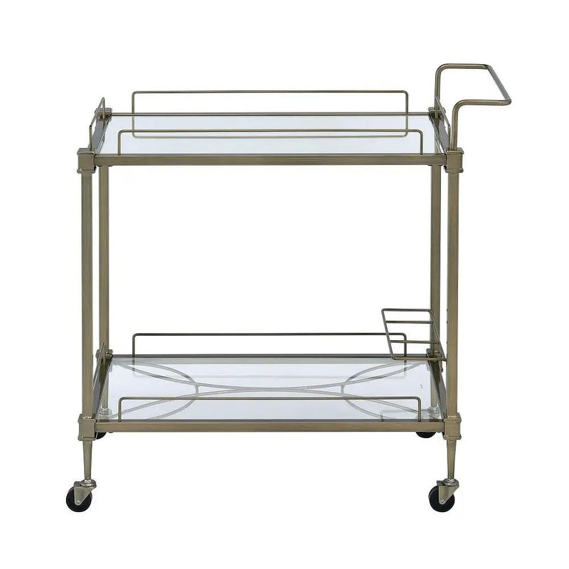 Aditya - Serving Cart - Mirrored & Antique Brass by Unique Piece Furniture