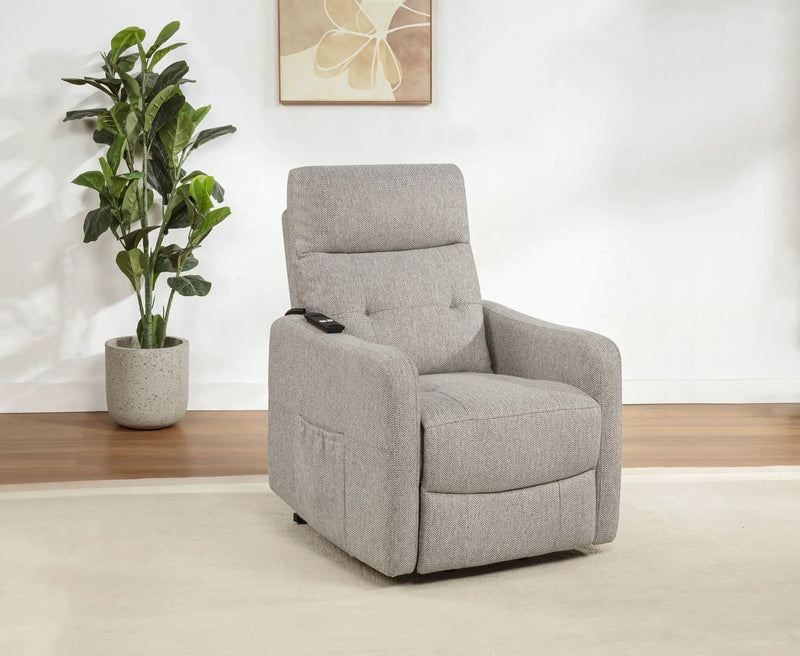 Dayes Upholstered Power Lift Recliner Chair Taupe by Unique Piece Furniture