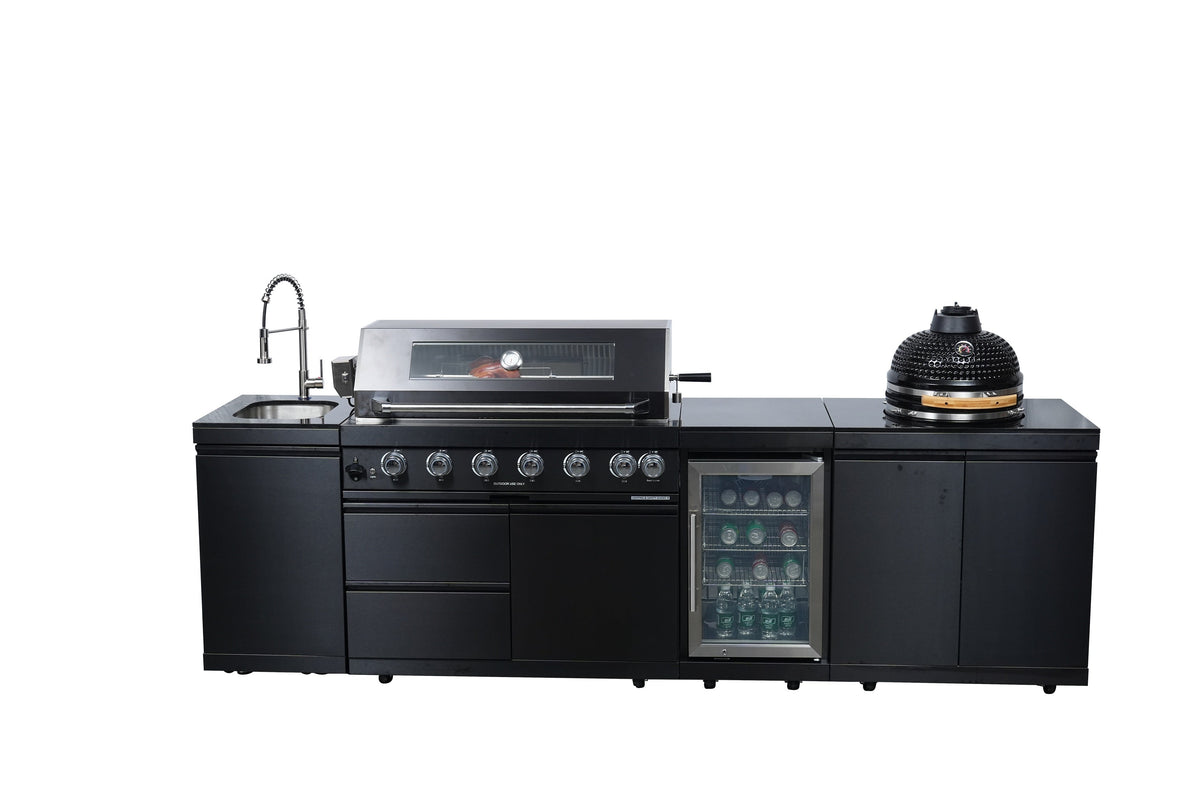115-Inch Stainless Steel Outdoor Kitchen Barbecue Island Grill with Granite Countertops - Black, photo 5 of 10