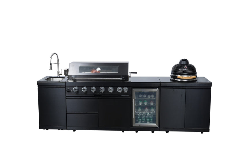 115-Inch Stainless Steel Outdoor Kitchen Barbecue Island Grill with Granite Countertops - Black, photo 5 of 10