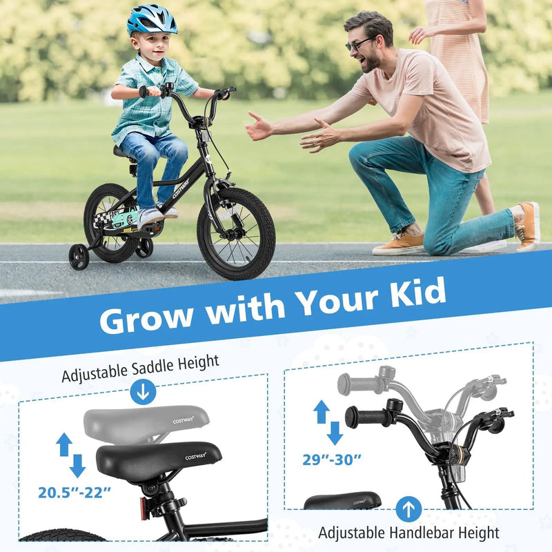 14 Inch Kids Bike Adjustable for 3-5 Years Old with Low-Step Frame by DirectDeals