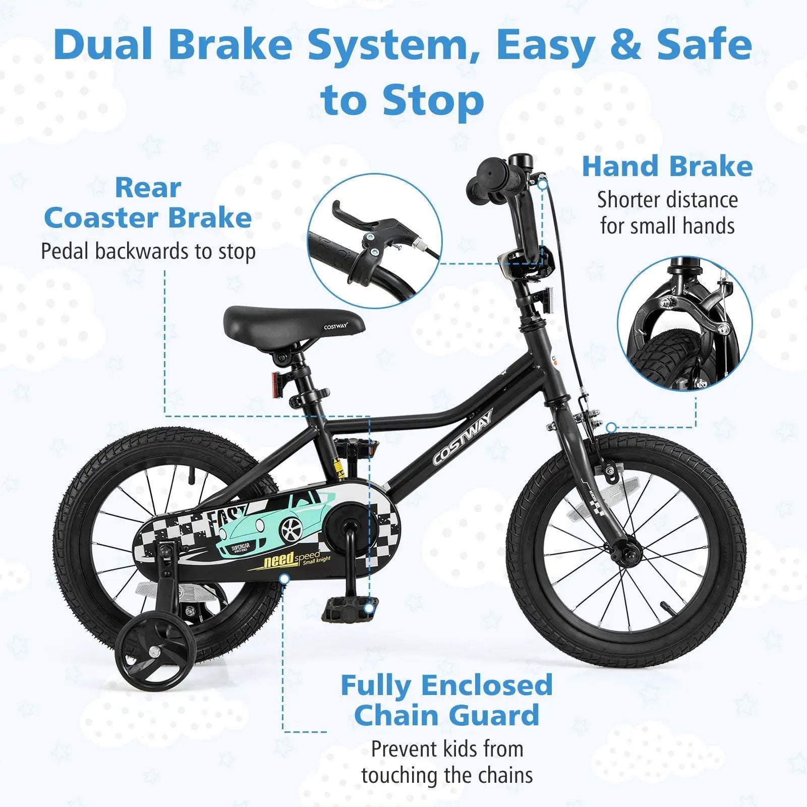 14 Inch Kids Bike Adjustable for 3-5 Years Old with Low-Step Frame by DirectDeals