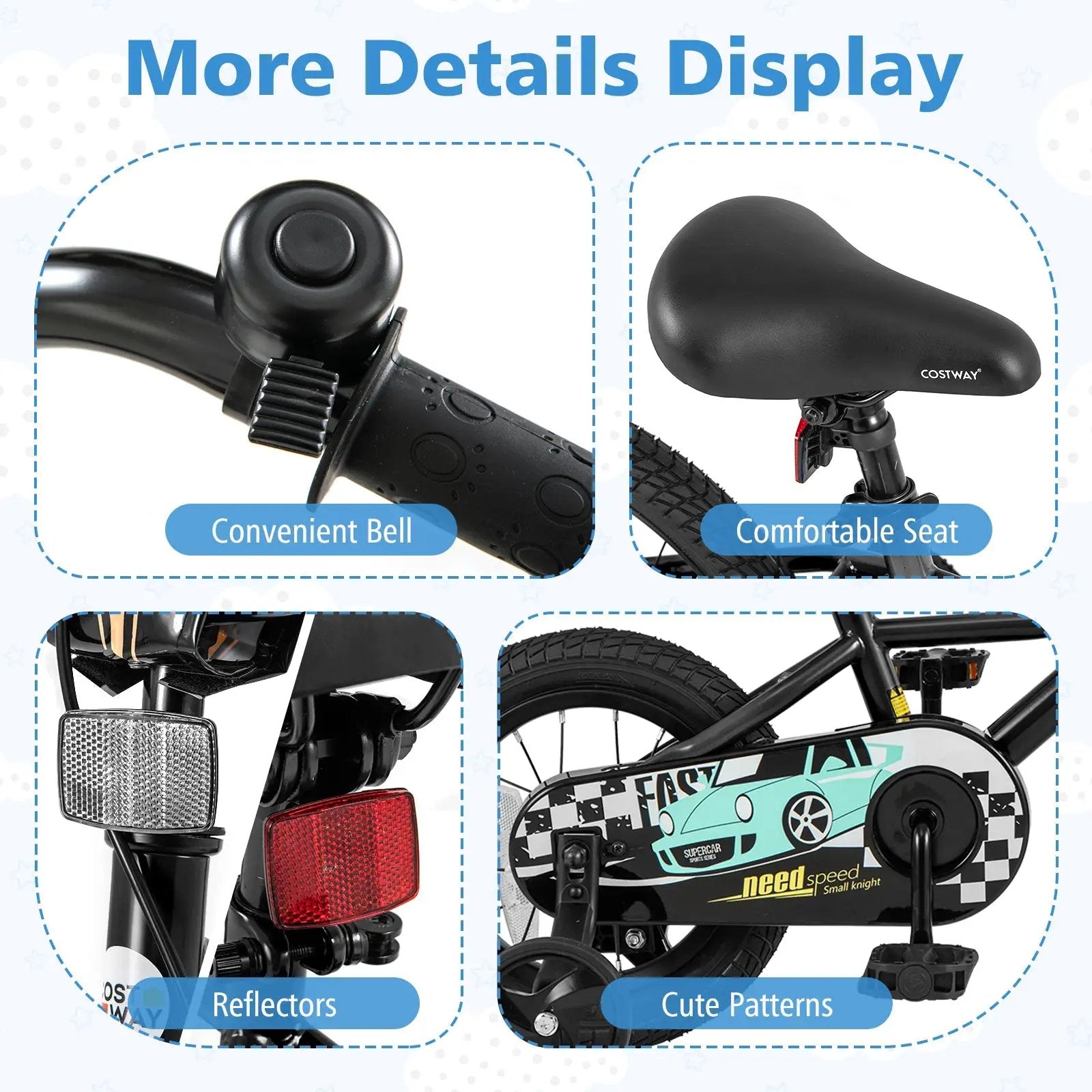 14 Inch Kids Bike Adjustable for 3-5 Years Old with Low-Step Frame by DirectDeals
