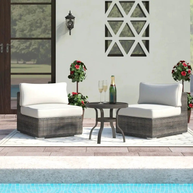 Wide Armless Outdoor Chairs With Cushions (Set of 2) by HouseOfZazla