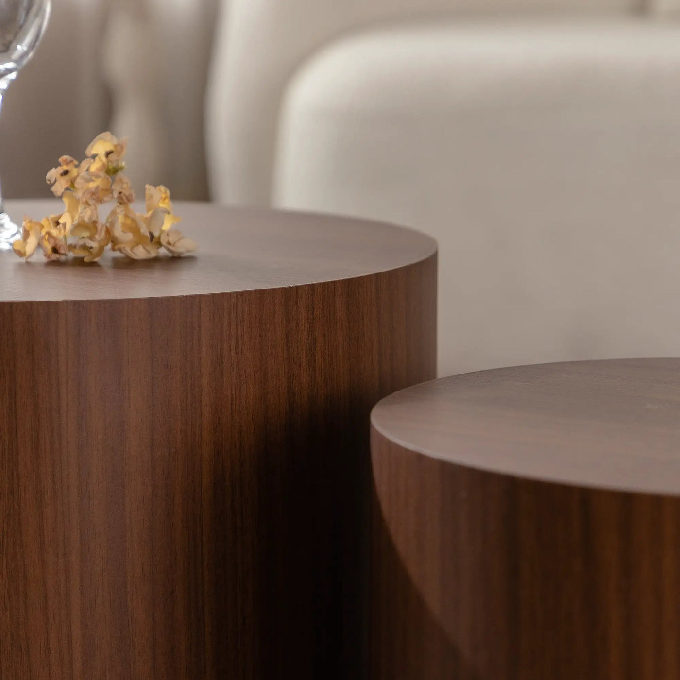 Nesting Coffee Table Set of 2 Round Wooden Tables by HouseOfZazla