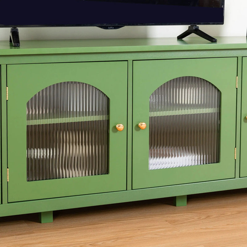 StylishTVcabinet Entertainment CenterTV Stand, TVconsoletable, Media Console, Solidwood Frame, Changhong Glass Door, Metal Handle by HouseOfZazla