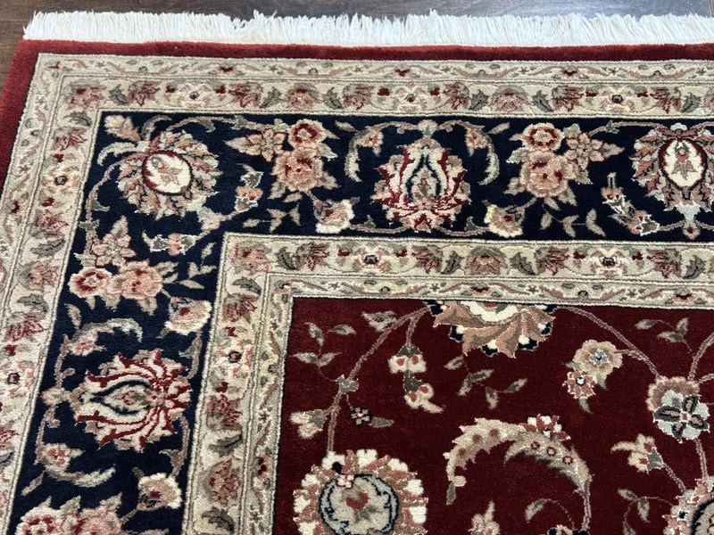 Maroon Persian Area Rug 8x10, Floral Allover, Pak Persian, Wool and Silk Highlights, Traditional Oriental Carpet by Jewel Rugs