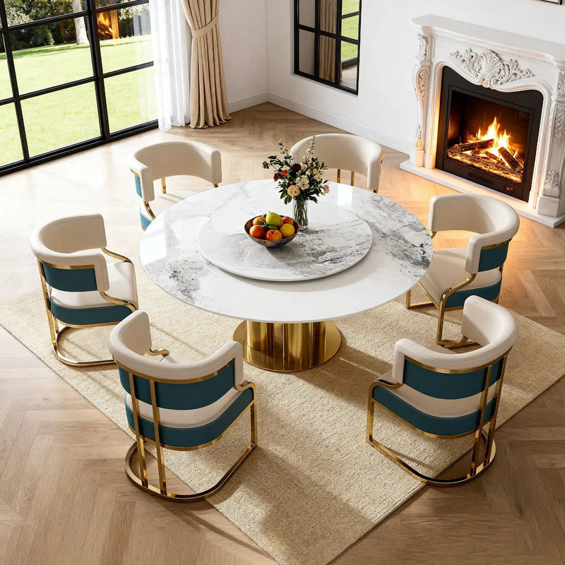 59" Round Sintered Stone Dining Table Set by HouseOfZazla