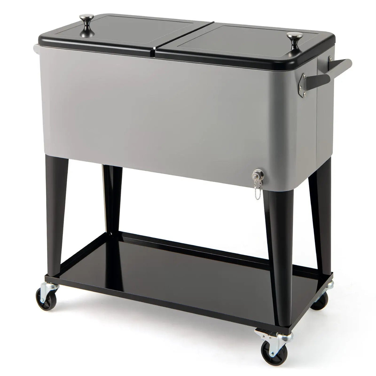 Portable Patio Cooler with Bottom Storage Shelf and Bottle Opener by DirectDeals