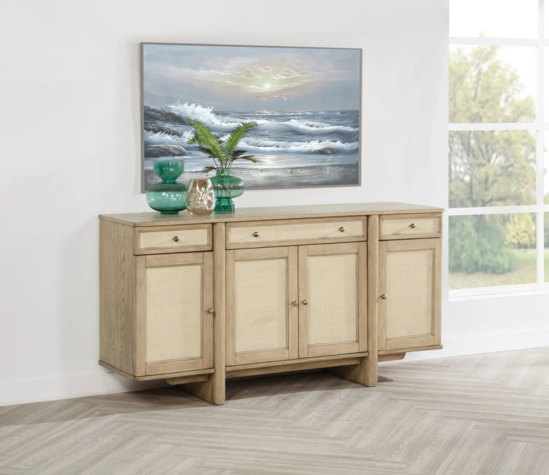 Kailani 4-door Cane Sideboard Buffet Cabinet Beige Oak by Unique Piece Furniture