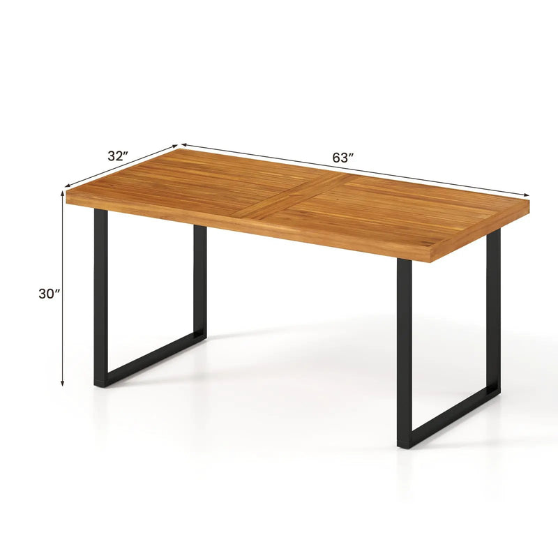 Acacia Wood Dining Table for 6 People Wooden Rectangular Table by DirectDeals