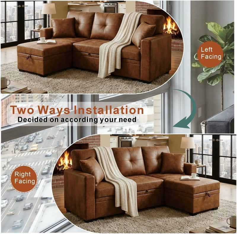Reversible Chaise Sleeper Sofa with Pull-Out Bed by HouseOfZazla