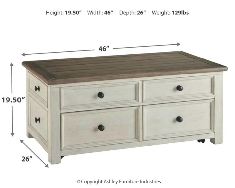 Bolanburg - Lift Top Cocktail Table - White / Brown / Beige by Unique Piece Furniture