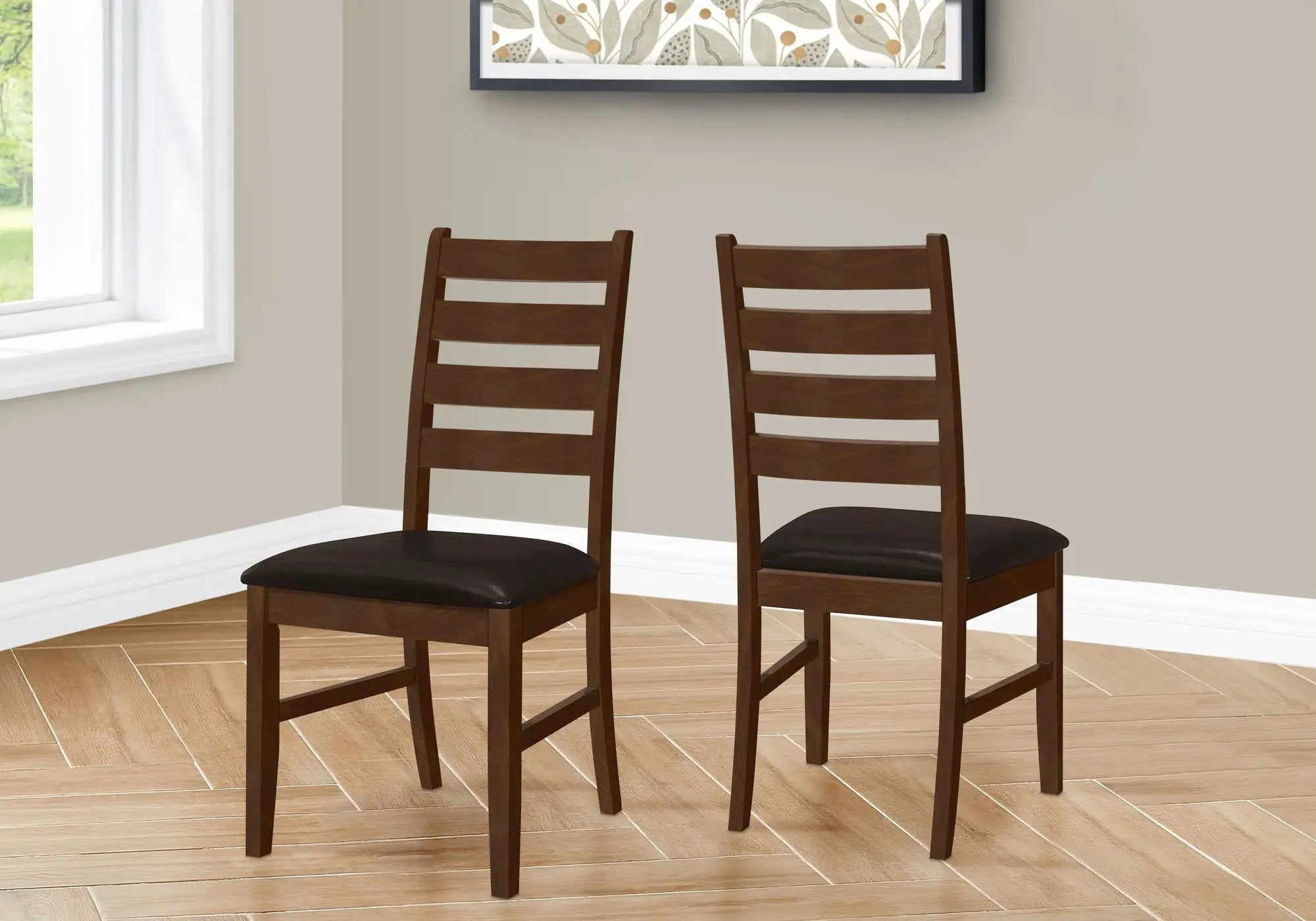 Transitional Upholstered Dining Chairs Set of 2 - Brown by HouseOfZazla