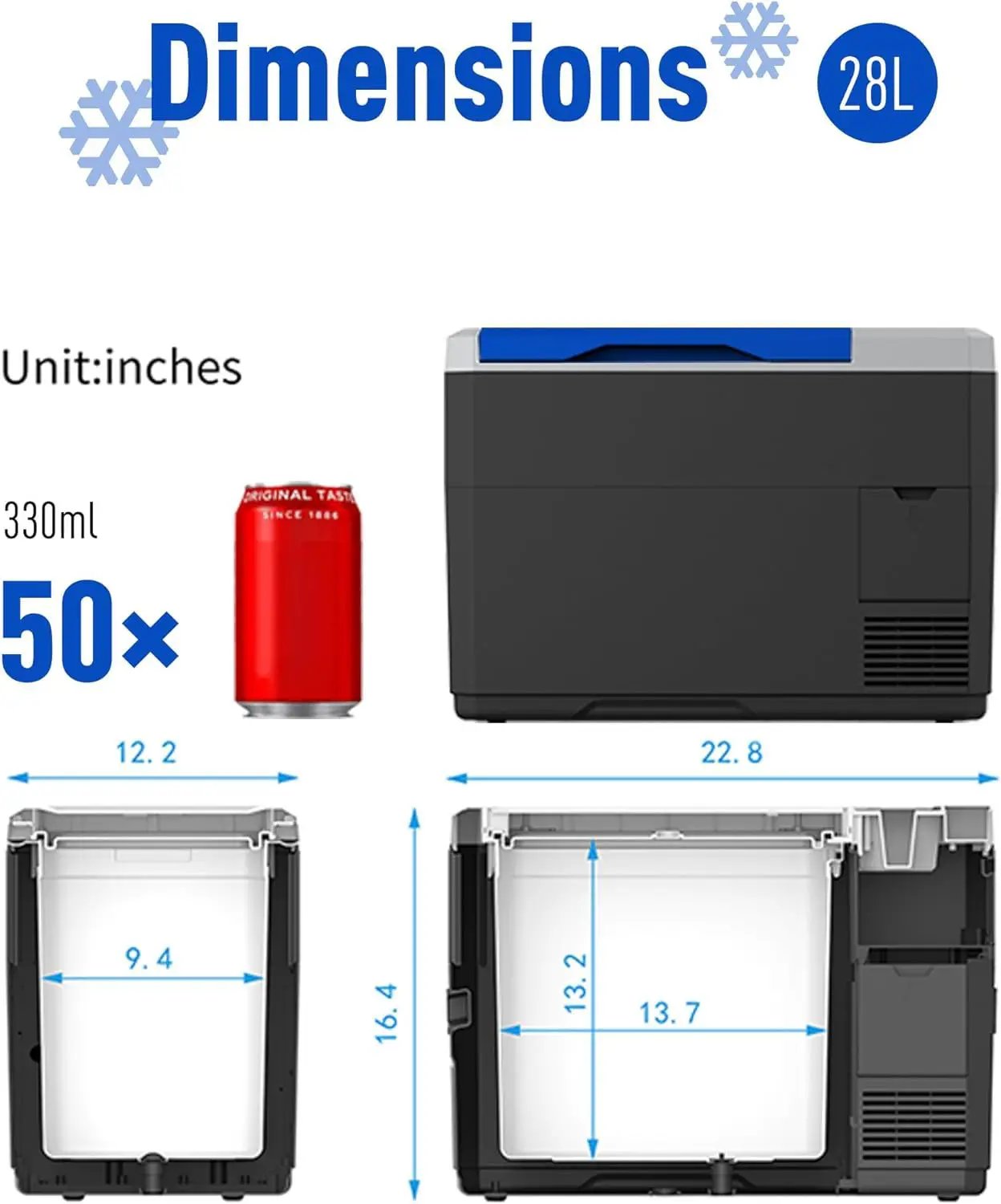 Portable Refrigerator, Car Freezer With App Control, 12V, 45W Low Noice Cooler For Rv, Boat by HouseOfZazla