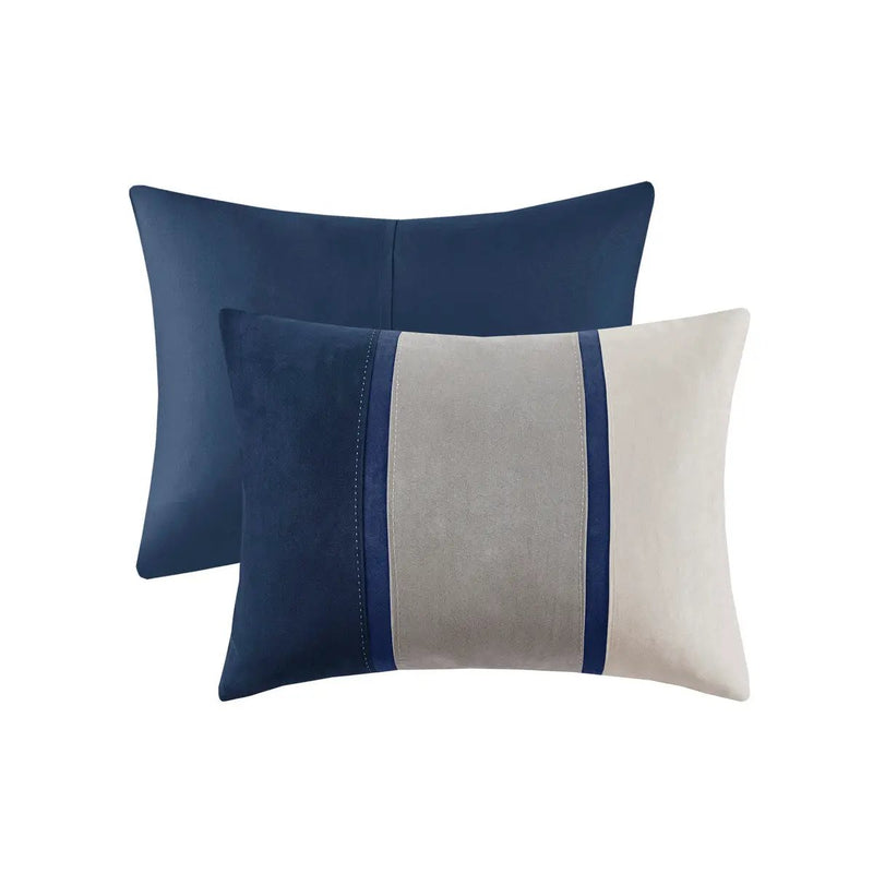 7 Piece Faux Suede Comforter Set Blue Queen by HouseOfZazla