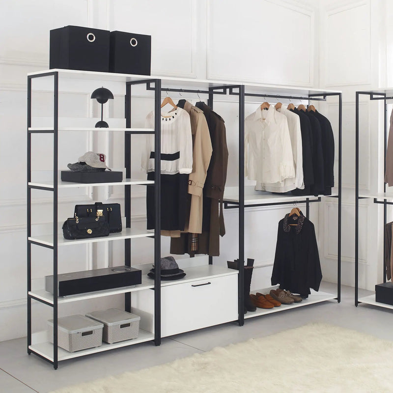 Fiona - Freestanding Walk-In Closet System, Extra Storage Space - White by HouseOfZazla