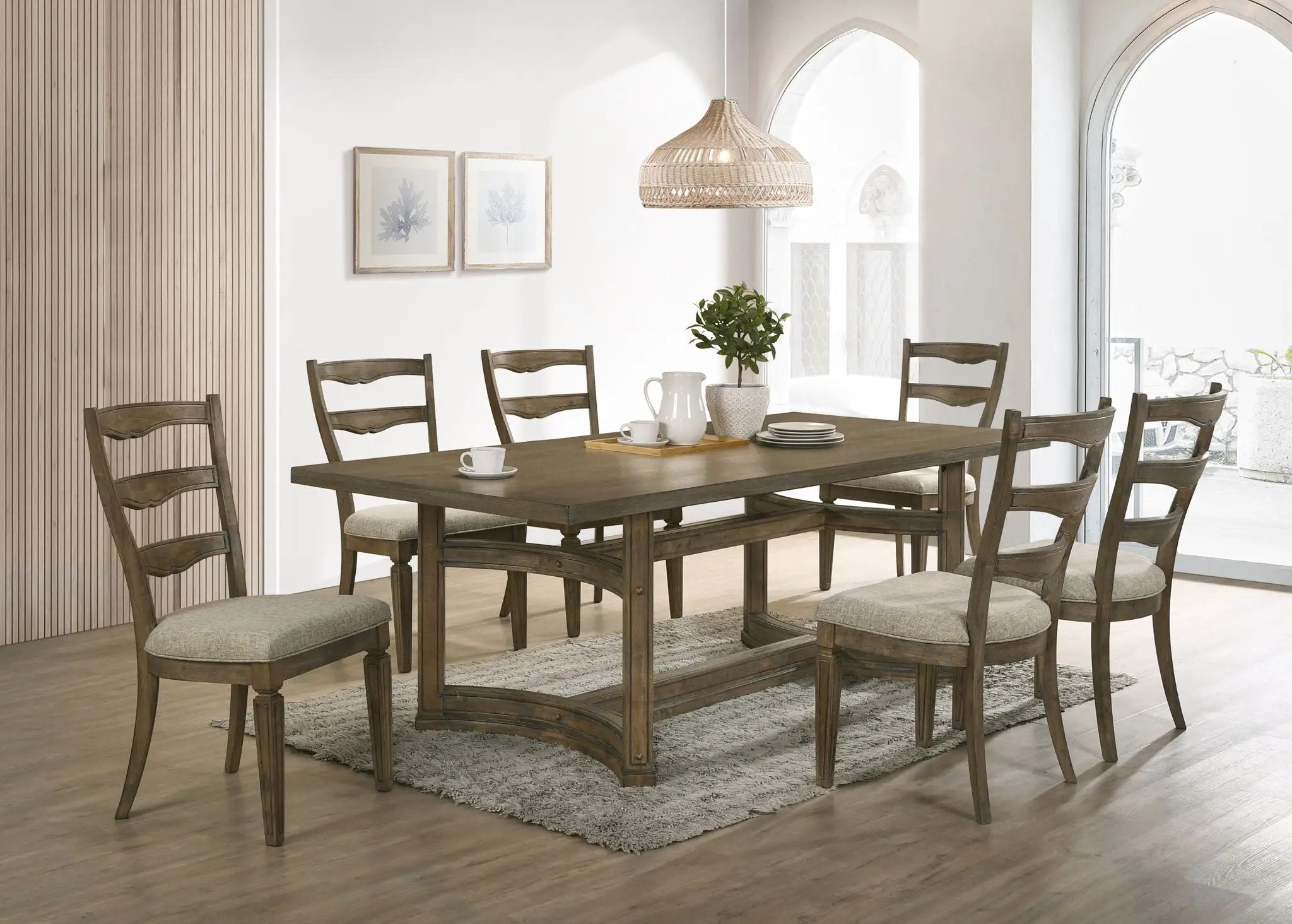 Parfield - 7 Pieces Dining Room Set - Light Brown / Oak by Unique Piece Furniture